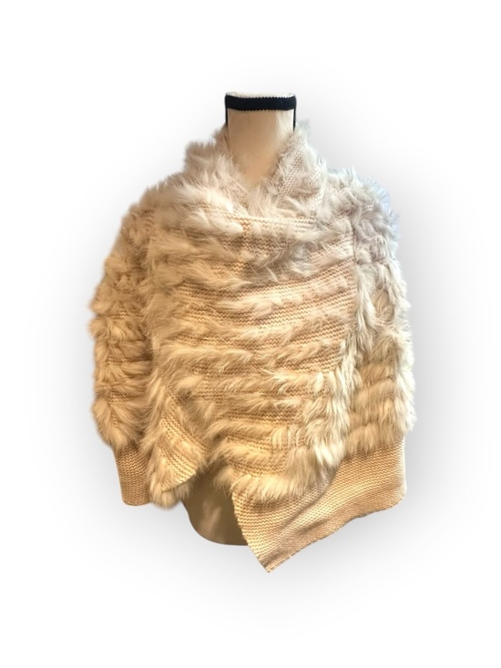 Designer Women’s Blush Pink Pinko Italian Rabbit Fur Wool Cardigan M/L